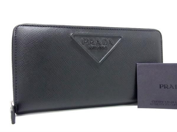 プラダ 長財布 レディース ■新品■未使用■ PRADA プラダ 2M1317 サフィアーノレザー ラウンドファスナー 長財布 ウォレット 小銭入れ 札入れ ブラック系 AX3722