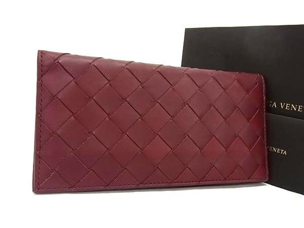 ボッテガ・ヴェネタ 革長財布 メンズ ■新品■未使用■ BOTTEGA VENETA ボッテガヴェネタ イントレチャート レザー 二つ折り 長財布 ウォレット 札入れ ボルドー系 AY1103