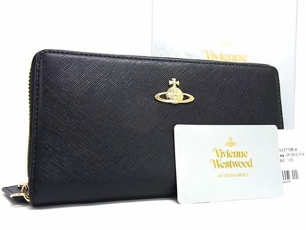 ヴィヴィアンウエストウッド 長財布（メンズ） ■新品■未使用■ VivienneWestwood ヴィヴィアンウエストウッド オーブ レザー ラウンドファスナー 長財布 ウォレット ブラック系 BJ0318