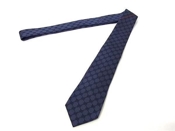GUCCI - ■新品同様■ GUCCI グッチ 562827 シェリーライン マイクロGG シルク100％ ネクタイ ビジネス 紳士 メンズ ネイビー系 FQ3497