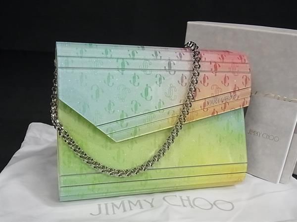 ■新品■未使用■ JIMMY CHOO ジミーチュウ キャンディ アクリル クロスボディ ショルダーバッグ ポシェット グリーン系×ブルー系 AZ0725