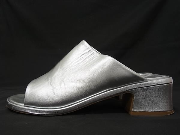 ■美品■ DRIES VAN NOTEN ドリス ヴァン ノッテン レザー サンダル 表記サイズ 39 (約24.5cm) シューズ 靴 シルバー系 FF8618