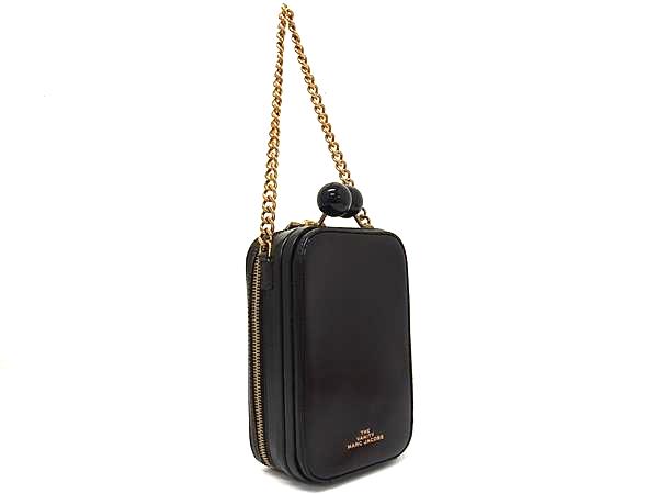 ■新品同様■ MARC JACOBS マークジェイコブス レザー がま口 2WAY クロスボディ ハンドバッグ ショルダー ブラック系 FJ2878