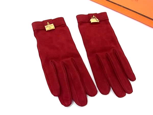 ■極美品■ HERMES エルメス ボリード ジジェ グローブ 手袋 レディース レッド系 FJ2942