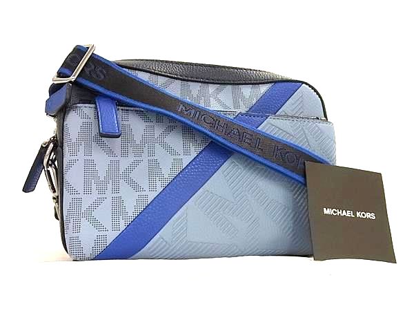 乐天商城 - ■極美品■ MICHAEL KORS マイケルコース PVC ワンハンドル クロスボディ ショルダーバッグ 斜め掛け メンズ ブルー系 FU6841