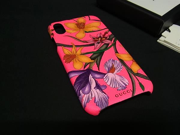 ■新品同様■ GUCCI グッチ 550800 572353 フローラ PVC iPhone X/XS 対応 アイフォンケース スマホケース ピンク系 BQ0811