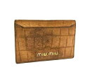 miumiu ミュウミュウ クロコダイル型押しレザー パスケース カードケース カード入れ 定期入れ レディース ブラウン系 DI2256