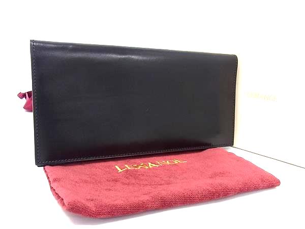 樂天商城 - ■美品■ LEHANGE ルアンジュ レザー 二つ折り 長財布 ウォレット 札入れ 小銭入れ カード入れ メンズ レディース ブラック系 DK3132