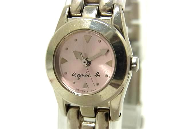 Agnès b. - ■美品■ agnes b. アニエスベー Y151-0H30 SS クォーツ 腕時計 ウォッチ レディース シルバー系×ライトピンク系 DM9906