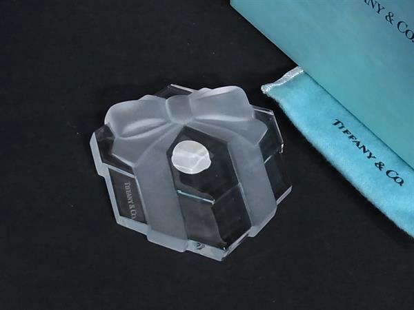 ■新品同様■ TIFFANY＆Co ティファニー リボン ペーパーウェイト オブジェ インテリア 置物 クリア BT0185