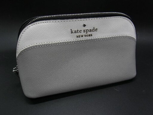 ■極美品■ kate spade ケイトスペード レザー ポーチ メイクポーチ 化粧ポーチ マルチケース グレー系×ホワイト系 DH1477 ■極美品■ kate spade ケイトスペード レザー ポーチ メイクポーチ 化粧ポーチ マルチケース グレー系×ホワイト系 DH1477