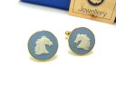 ■美品■ WEDGWOOD ウェッジウッド カフスボタン カフリンクスラウンドファスナーレディース メンズ ライトブルー系 DI4532 冠婚葬祭 結婚式 葬式