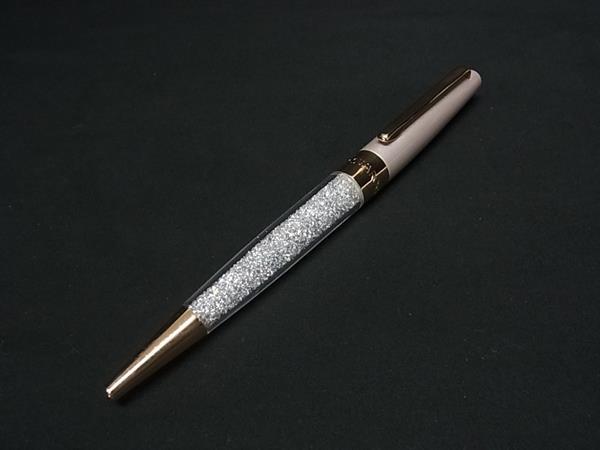 ■美品■ SWAROVSKI スワロフスキー スターダスト ツイスト式 ボールペン 筆記用具 ステーショナリー ピンク系×ゴールド系 DI8021