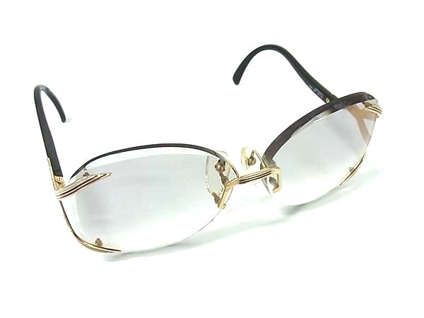 ■美品■ ChristianDior ディオール 2289 ヴィンテージ 度入り メガネ 眼鏡 めがね レディース ゴールド系×ブラック系 DD9459