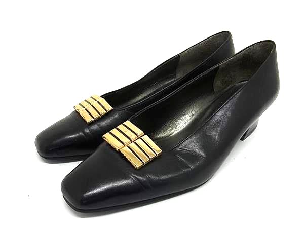 LANVIN ランバン レザー パンプス 表記サイズ 5 (約23.0cm) 靴 シューズ レディース ブラック系 DG8306(4.0)