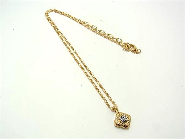 ■極美品■ NINA RICCI ニナリッチ ロゴモチーフ ラインストーン ネックレス ペンダント アクセサリー レディース ゴールド系 DG9137