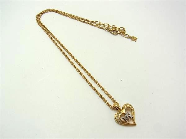 Aquamarine - ■美品■ NINA RICCI ニナリッチ ロゴモチーフ ハート ラインストーン ネックレス ペンダント アクセサリー ゴールド系 DG9140