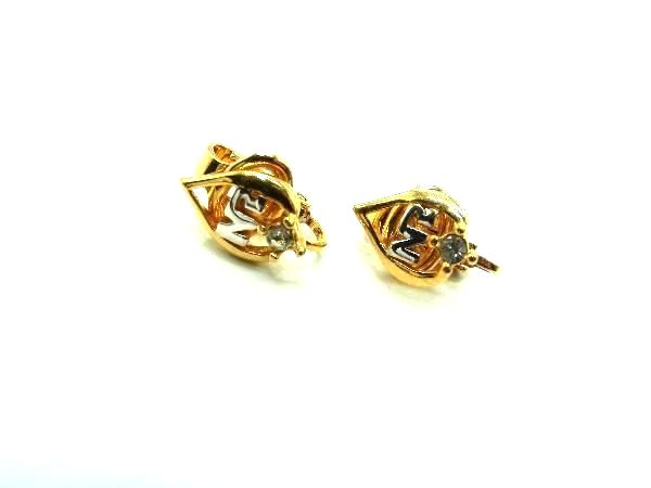 ■美品■ NINA RICCI ニナリッチ ラインストーン クリップ式 イヤリング アクセサリー レディース ゴールド系×シルバー系 DH1806