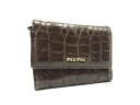 miumiu ミュウミュウ クロコダイル型押しレザー 三つ折り 財布 ウォレット レディース ブラウン系 DH7802