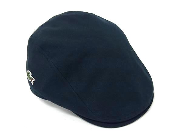 ■新品■未使用■ LACOSTE ラコステ コットン100%キャスケット 帽子 表記サイズ 58cm メンズ ネイビー系 BN3603(4.0)