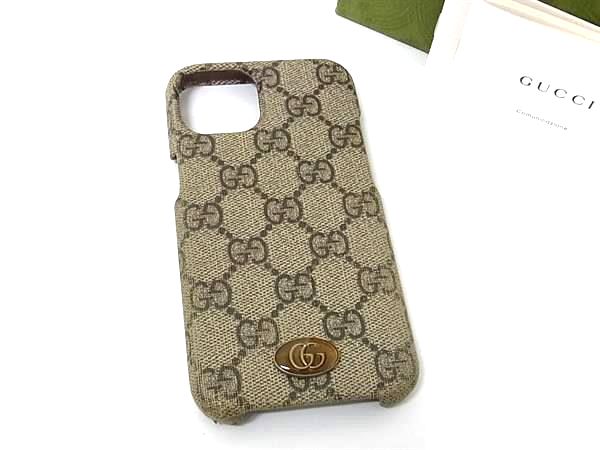 GUCCI グッチ 753609 GG柄 PVC iPhone14 対応アイフォンケース スマホケース レディース ブラウン系 BS0418