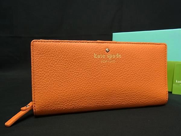 ■新品同様■ kate spade ケイトスペード コブルヒル レーシー レザー 二つ折り 長財布 ウォレット レディース オレンジ系 BS0439