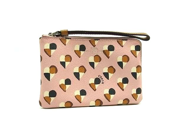 ■美品■ COACH コーチ F26614 PVC ハート柄 メイクポーチ マルチケース 小物入れ レディース ピンク系 DH7876(4.0)
