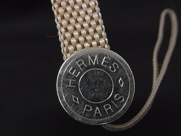 ■美品■ HERMES エルメス セリエ キャンバス シルバー金具 ストラップ キーホルダー チャーム メンズ レディース ベージュ系 DL6875