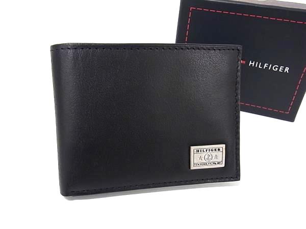 樂天商城 - ■新品同様■ TOMMY HILFIGER トミーヒルフィガー レザー 二つ折り 財布 ウォレット 札入れ メンズ ブラック系 FS0480