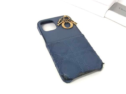 ChristianDior ディオール レディディオール カナージュ レザー iPhone12/12Pro対応 アイフォンケース ネイビー系 BJ7229 ChristianDior ディオール レディディオール カナージュ レザー iPhone12/12Pro対応 アイフォンケース ネイビー系 BJ7229