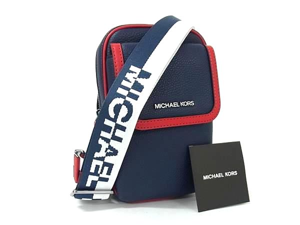 ■新品■未使用■ MICHAEL KORS マイケルコース レザー クロスボディ ボディバッグ ショルダー 斜め掛け メンズ ネイビー系 BJ9390