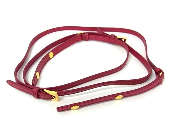 プラダ ストラップ（レディース） ■美品■ PRADA プラダ サフィアーノレザー ショルダーストラップ 斜め掛け レディース ピンク系 BS0510