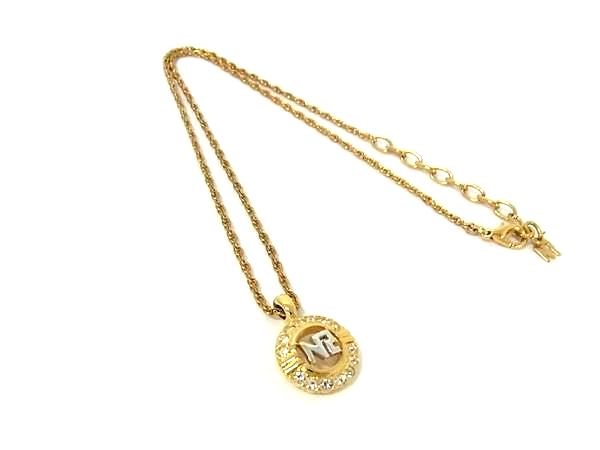 樂天商城 - ■美品■ NINA RICCI ニナリッチ ロゴモチーフ ラインストーン ネックレス ペンダント アクセサリー レディース ゴールド系 DH6883