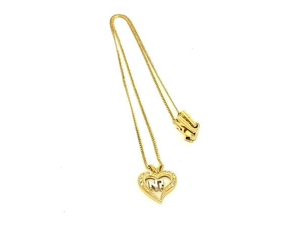 樂天商城 - ■美品■ NINA RICCI ニナリッチ ラインストーン ハート ネックレス ペンダント アクセサリー レディース ゴールド系 DH9219