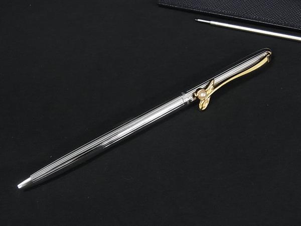 ■極美品■ MIKIMOTO ミキモト 本真珠 アコヤ真珠 パール 約3mm ツイスト式 ボールペン 文房具 筆記用具 シルバー系 DJ4442