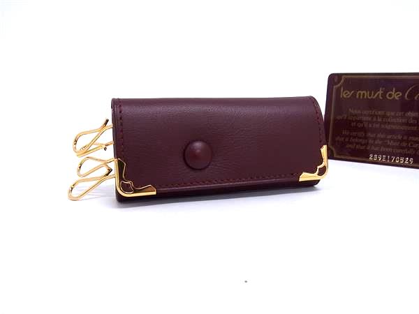 ■新品■未使用■ Cartier カルティエ マストライン レザー 4連 キーケース 鍵入れ レディース メンズ ボルドー系 BP5136