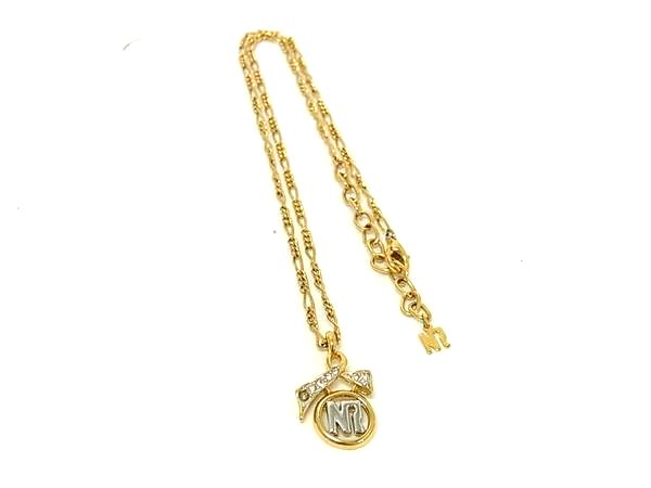 Other - ■美品■ NINA RICCI ニナリッチ ラインストーン ロゴモチーフ ネックレス ペンダント アクセサリー レディース ゴールド系 DH9059