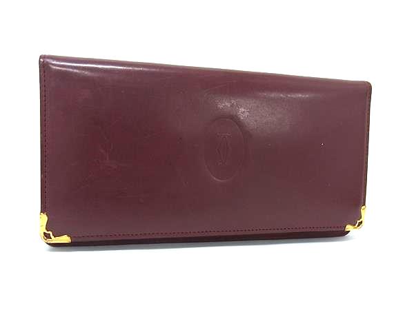 Cartier カルティエ マストライン レザー 二つ折り 長財布 ウォレット 札入れ レディース メンズ ボルドー系 DK3403