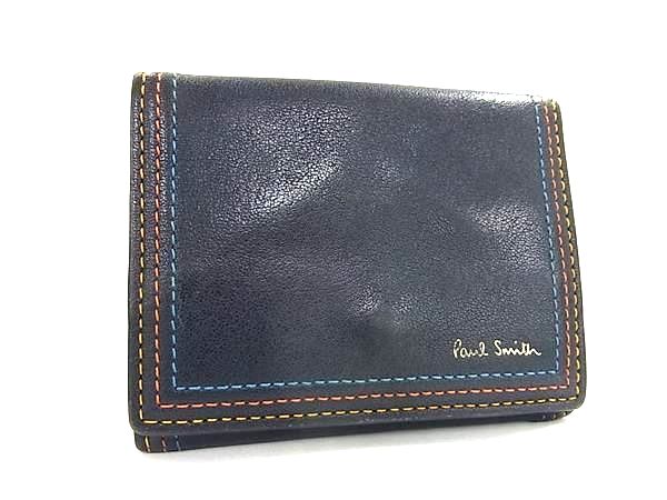 Paul Smith ポールスミス レザー コインケース カード入れ 小銭入れ 財布 メンズ ネイビー系 DK8612(4.0)