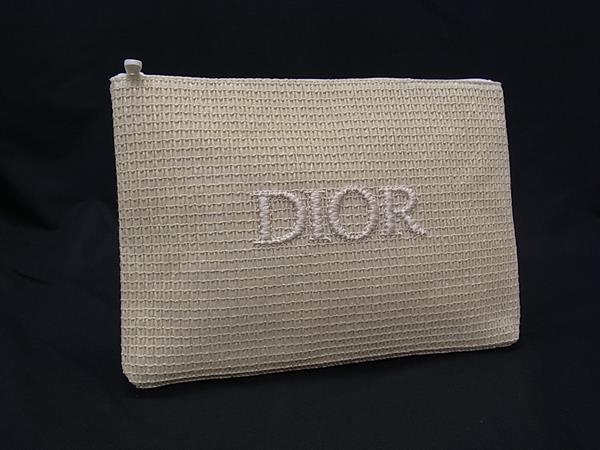 ■美品■ ChristianDior クリスチャンディオール ポリプロピレン×ポリエステル マルチケース マルチポーチ ベージュ系 DP0577