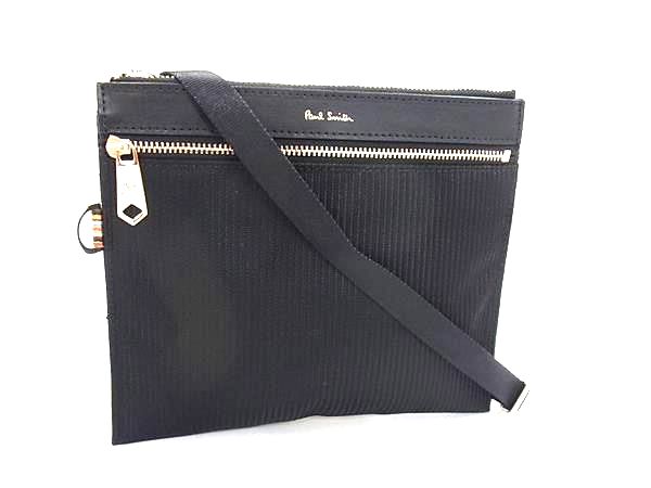 ■新品同様■ Paul Smith ポールスミス ナイロン×レザー クロスボディ ショルダーバッグ 肩掛け 斜め掛け ブラック系 FP5112
