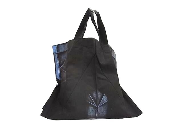 ■美品■ ISSEY MIYAKE イッセイミヤケ キャンバス ラメ トートバッグ ハンドバッグ 肩掛け ブラック系×ブルー系 FP5934