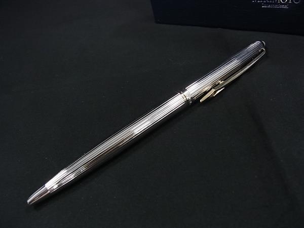 ■美品■ MIKIMOTO ミキモト 本真珠 アコヤ真珠 パール 約4mm ツイスト式 ボールペン 筆記用具 文房具 シルバー系×ゴールド系 DH5599