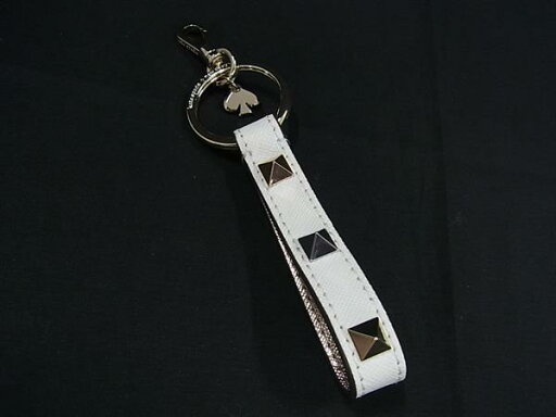 ■新品同様■ kate spade ケイトスペード レザー スタッズ キーホルダー キーリング バッグチャーム ホワイト系×ゴールド系 DH6365 ■新品同様■ kate spade ケイトスペード レザー スタッズ キーホルダー キーリング バッグチャーム ホワイト系×ゴールド系 DH6365