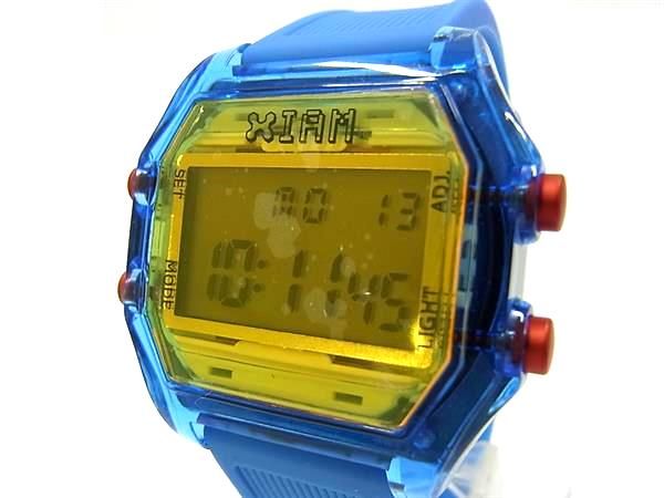 BVLGARI - ■稼働品■新品同様■ IAMTHEWATCH アイアムザウォッチ XIAM SS×ラバー デジタル クォーツ 5気圧防水 腕時計 ブルー系 DH9228
