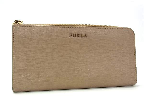 ■美品■ FURLA フルラ レザー L字ファスナー 長財布 ウォレット 札入れ 小銭入れ カード入れ レディース ベージュ系 DI0657(4)