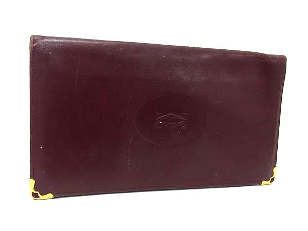 Cartier カルティエ マストライン レザー 二つ折り 長財布 ウォレット 札入れ カード入れ メンズ レディース ボルドー系 DK3182