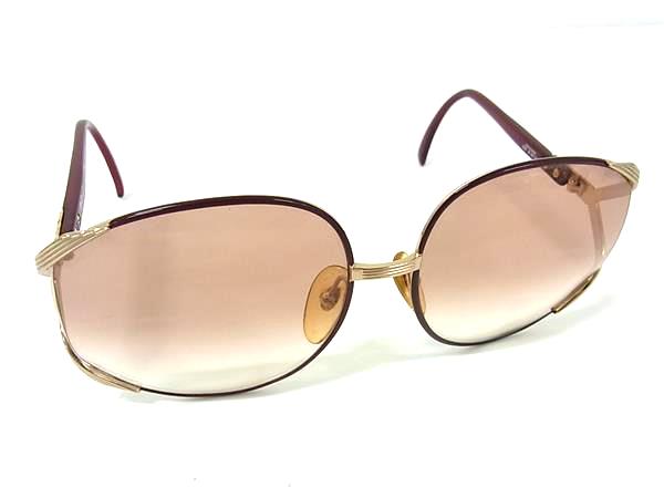 ■美品■ ChristianDior クリスチャンディオール 2250 サングラス 眼鏡 メガネ レディース ボルドー系×ゴールド系 DK3229