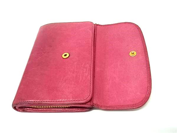miumiu ミュウミュウ レザー リボン 三つ折り 財布 ウォレット 札入れ 小銭入れ カード入れ レディース ピンク系 DK3506