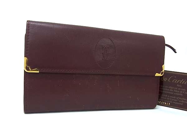 Cartier カルティエ マストライン レザー 二つ折り 長財布 ウォレット メンズ レディース ボルドー系 DK3520